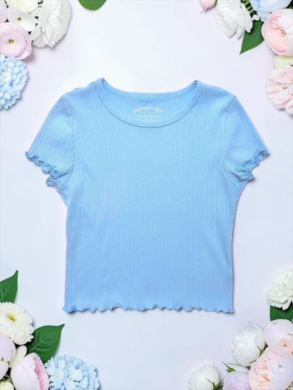 Aéropostale Seriously Soft Ribbed Shrunken Tee Light Blue Women’s L